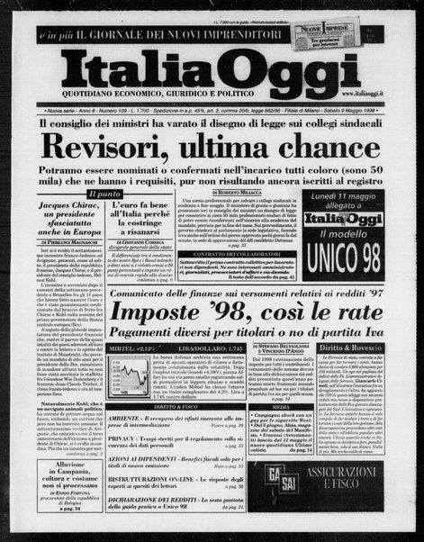 Italia oggi : quotidiano di economia finanza e politica